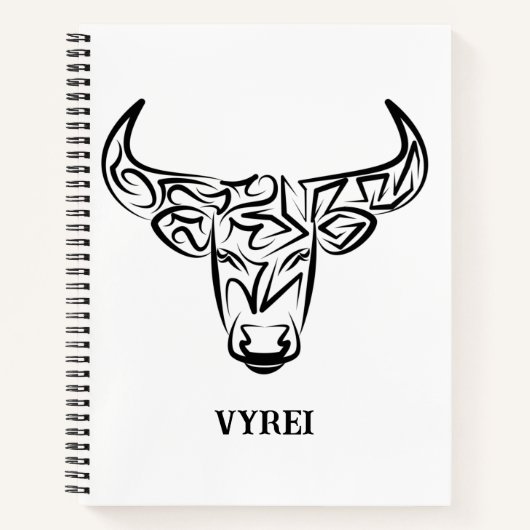 Zwart-witte tribale bull / Ox Notitieboek (Voorkant)