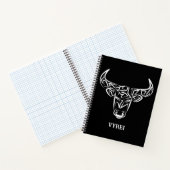Zwart-witte tribale bull / Ox Notitieboek (Binnen)