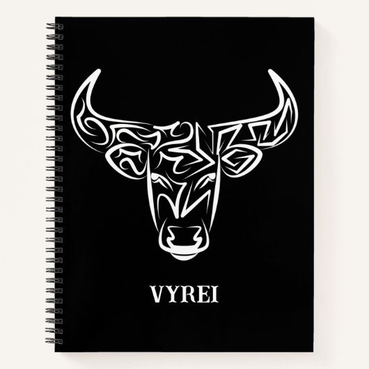 Zwart-witte tribale bull / Ox Notitieboek (Voorkant)