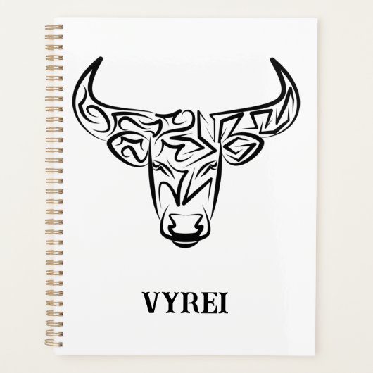 Zwart-witte tribale bull / Ox Planner (Voorkant)