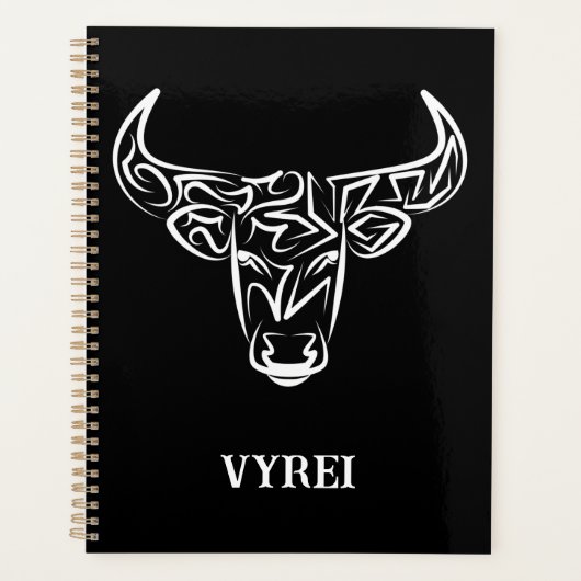 Zwart-witte tribale bull / Ox Planner (Voorkant)