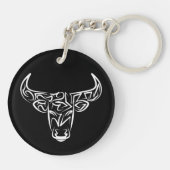 Zwart-witte tribale bull / Ox Sleutelhanger (Achterkant)
