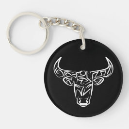 Zwart-witte tribale bull / Ox Sleutelhanger