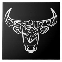 Zwart-witte tribale bull / Ox Tegeltje