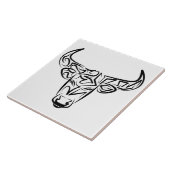 Zwart-witte tribale bull / Ox Tegeltje (Zijkant)