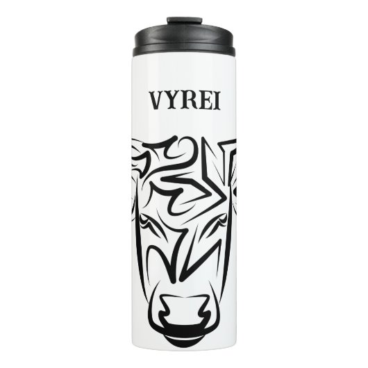 Zwart-witte tribale bull / Ox Thermosbeker (Voorkant)