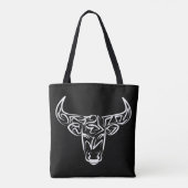Zwart-witte tribale bull / Ox Tote Bag (Achterkant)