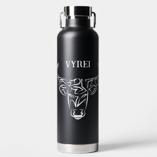 Zwart-witte tribale bull / Ox Waterfles