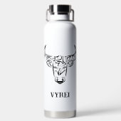 Zwart-witte tribale bull / Ox Waterfles (Achterkant)