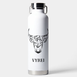 Zwart-witte tribale bull / Ox Waterfles