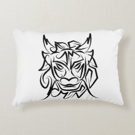 Zwart-witte tribale draak accent kussen