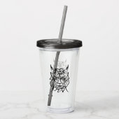 Zwart-witte tribale draak acryl drinkbeker (Achterkant)