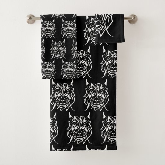Zwart-witte tribale draak bad handdoek (Insitu)