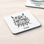 Zwart-witte tribale draak bier onderzetter (Linkerzijde)