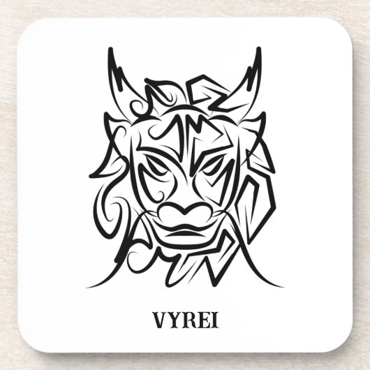 Zwart-witte tribale draak bier onderzetter (Voorkant)