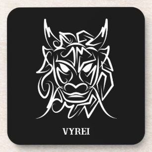 Zwart-witte tribale draak bier onderzetter