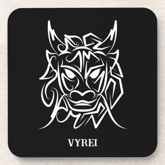 Zwart-witte tribale draak bier onderzetter (Voorkant)