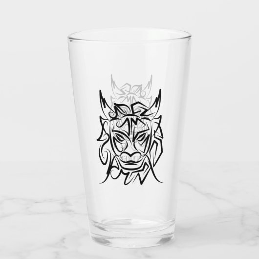 Zwart-witte tribale draak glas (Achterkant)