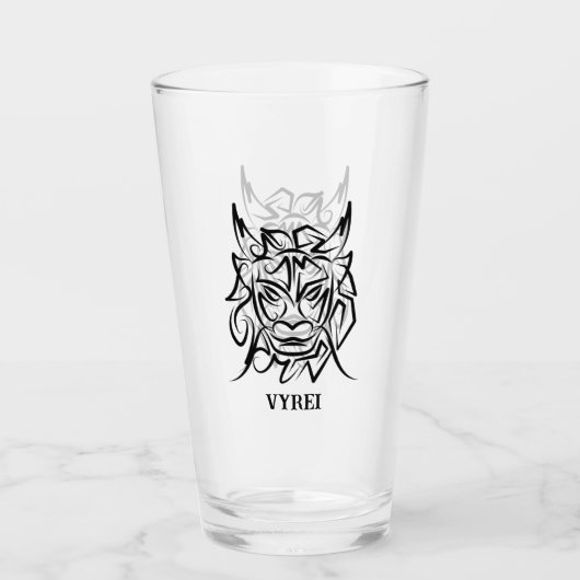 Zwart-witte tribale draak glas (Voorkant)