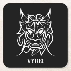 Zwart-witte tribale draak kartonnen onderzetters