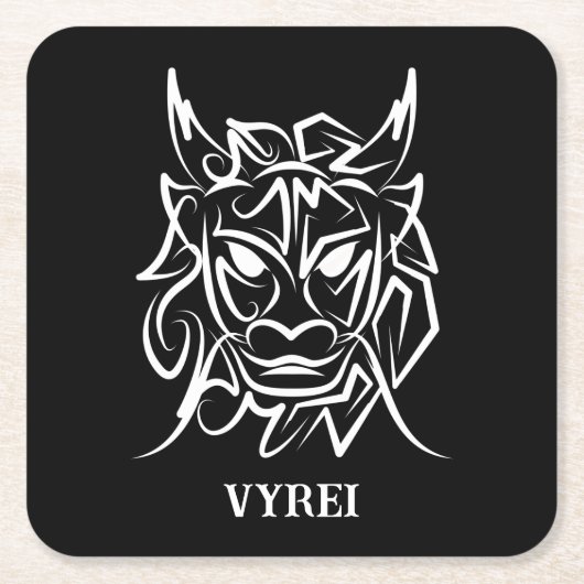 Zwart-witte tribale draak kartonnen onderzetters (Voorkant)