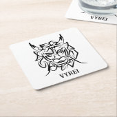 Zwart-witte tribale draak kartonnen onderzetters (Schuin)