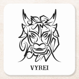 Zwart-witte tribale draak kartonnen onderzetters