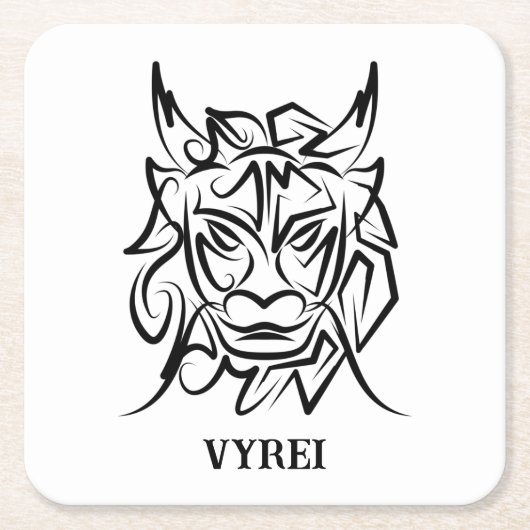 Zwart-witte tribale draak kartonnen onderzetters (Voorkant)