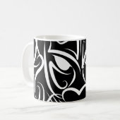 Zwart-witte tribale draak koffiemok (Voorkant links)