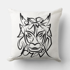 Zwart-witte tribale draak kussen
