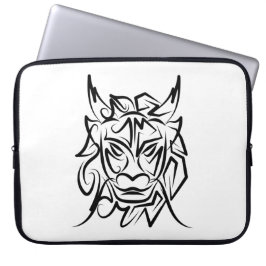 Zwart-witte tribale draak laptop sleeve