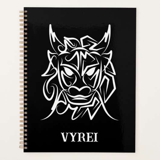 Zwart-witte tribale draak planner (Voorkant)