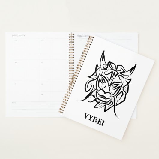 Zwart-witte tribale draak planner (Display)