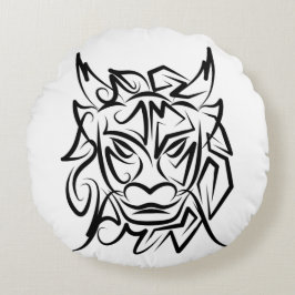 Zwart-witte tribale draak rond kussen