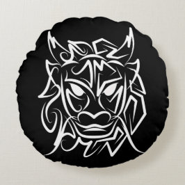 Zwart-witte tribale draak rond kussen