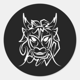 Zwart-witte tribale draak ronde sticker