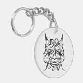 Zwart-witte tribale draak sleutelhanger (Voorkant Links)