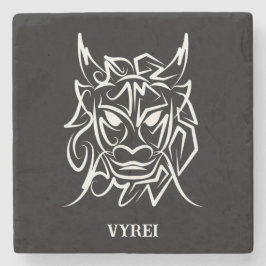 Zwart-witte tribale draak stenen onderzetter