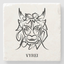 Zwart-witte tribale draak stenen onderzetter