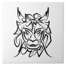 Zwart-witte tribale draak tegeltje