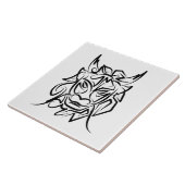 Zwart-witte tribale draak tegeltje (Zijkant)
