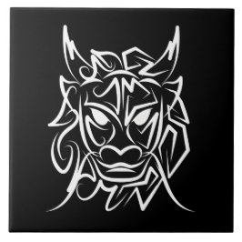 Zwart-witte tribale draak tegeltje