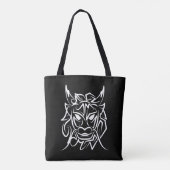 Zwart-witte tribale draak tote bag (Achterkant)