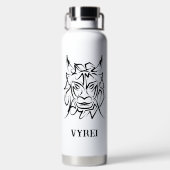 Zwart-witte tribale draak waterfles (Achterkant)