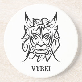 Zwart-witte tribale draak zandsteen onderzetter