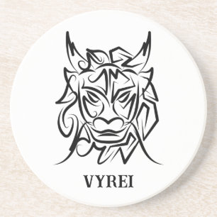 Zwart-witte tribale draak zandsteen onderzetter