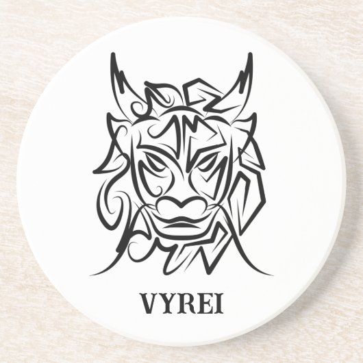 Zwart-witte tribale draak zandsteen onderzetter (Voorkant)