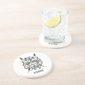 Zwart-witte tribale draak zandsteen onderzetter (Zijkant)