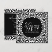 Zwart Witte Tribale Fusion Dinnerparty Uitnodiging (Voorkant / Achterkant)