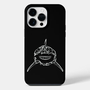 Zwart-witte tribale grote witte haai iPhone 14 pro max hoesje